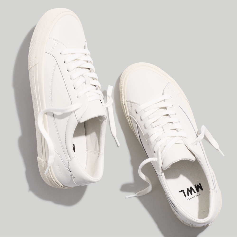 Madewell Low Top Sneakers in Nappa Leather, Size 7, NWB
